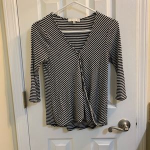 Anthropologie Eri+Ali Stripe Faux Wrap Top